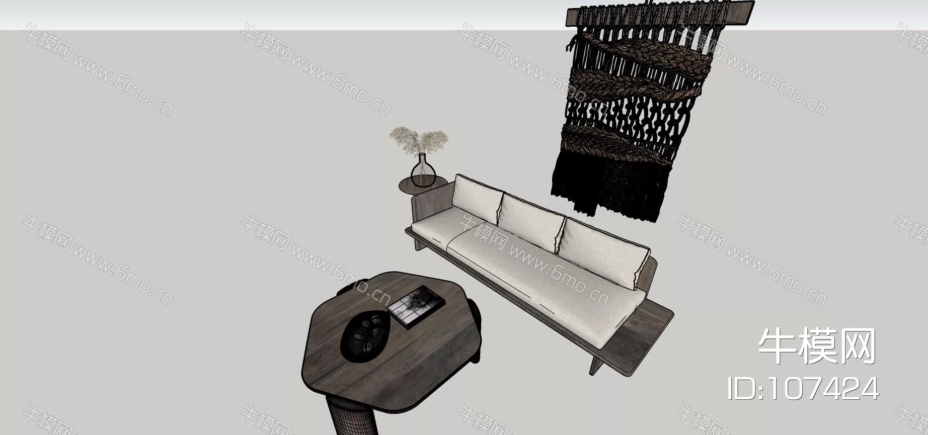 RATTAN SOFA - SKETCHUP 3D MODEL - ENSCAPE - 107424