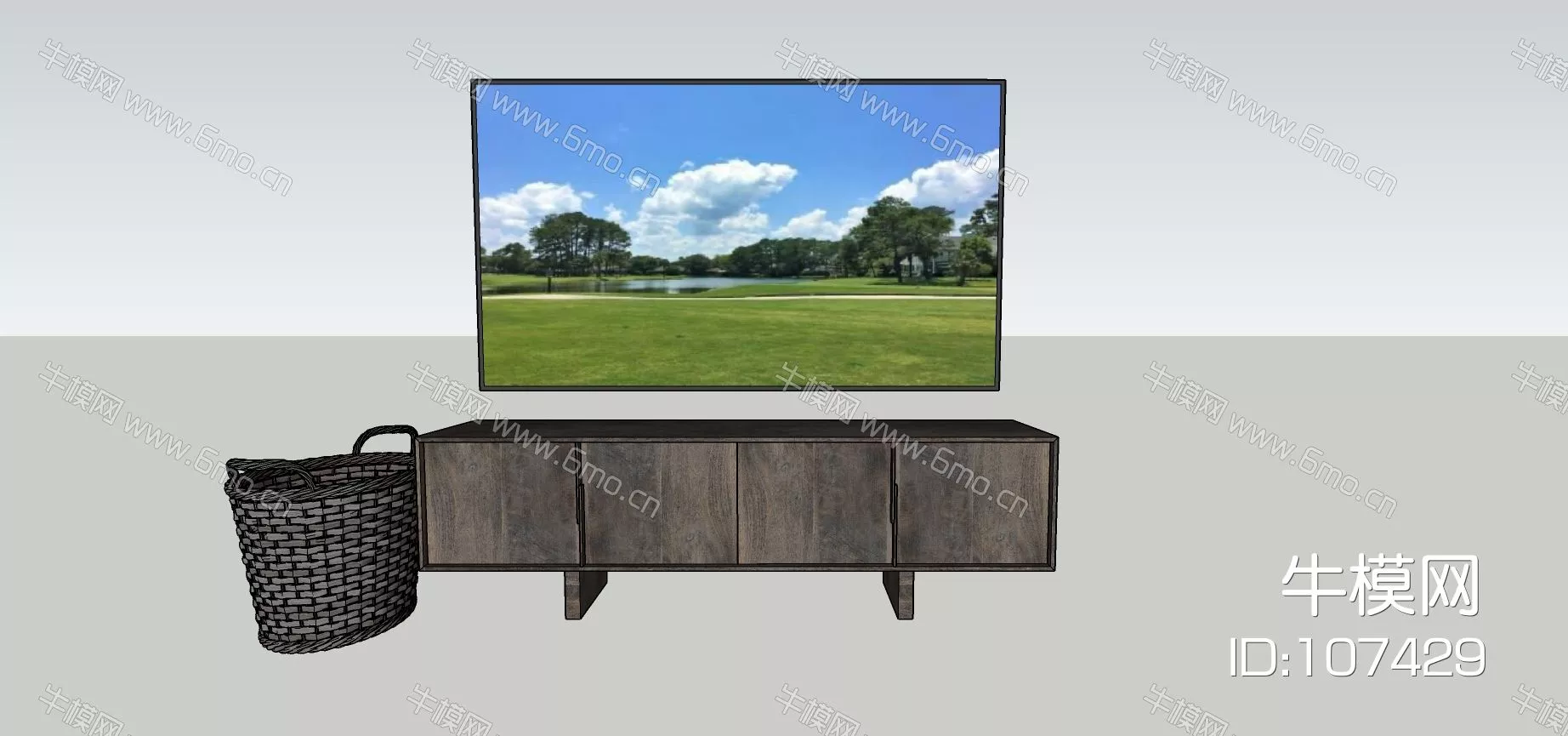 RATTAN TV CABINET - SKETCHUP 3D MODEL - ENSCAPE - 107429