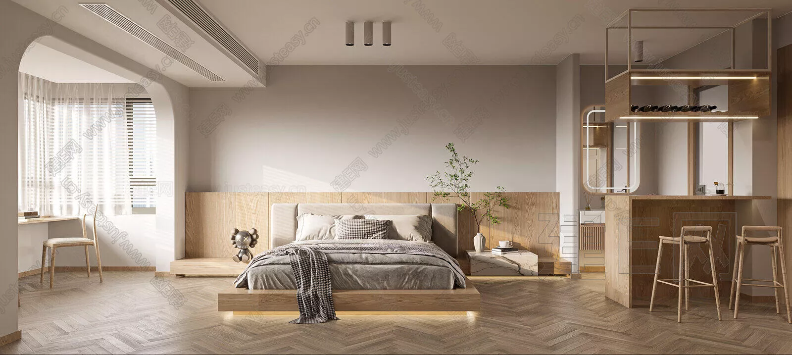 WABI SABI BEDROOM - SKETCHUP 3D SCENE - ENSCAPE - 105991634