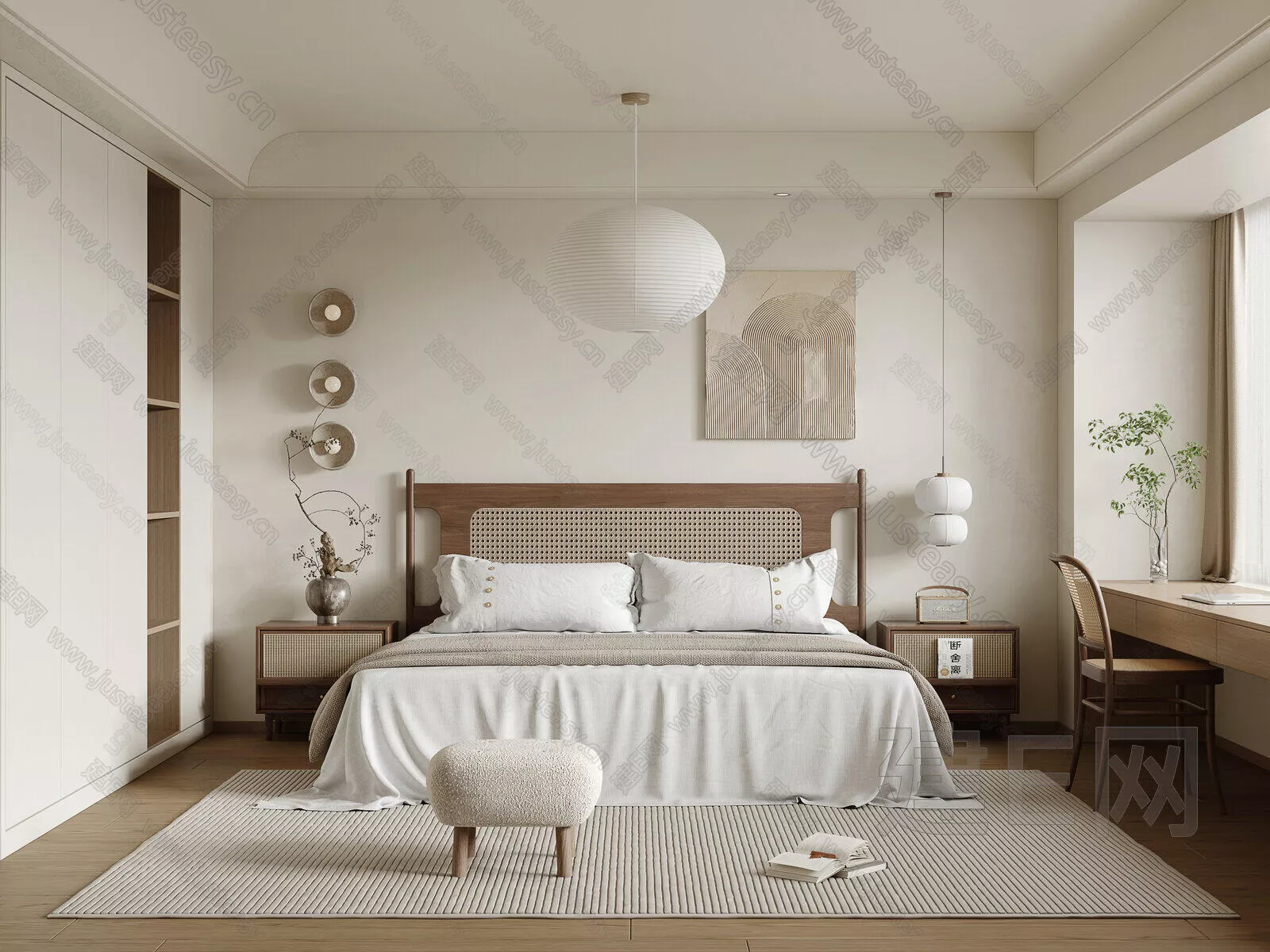 WABI SABI BEDROOM - SKETCHUP 3D SCENE - VRAY OR ENSCAPE - 104811650