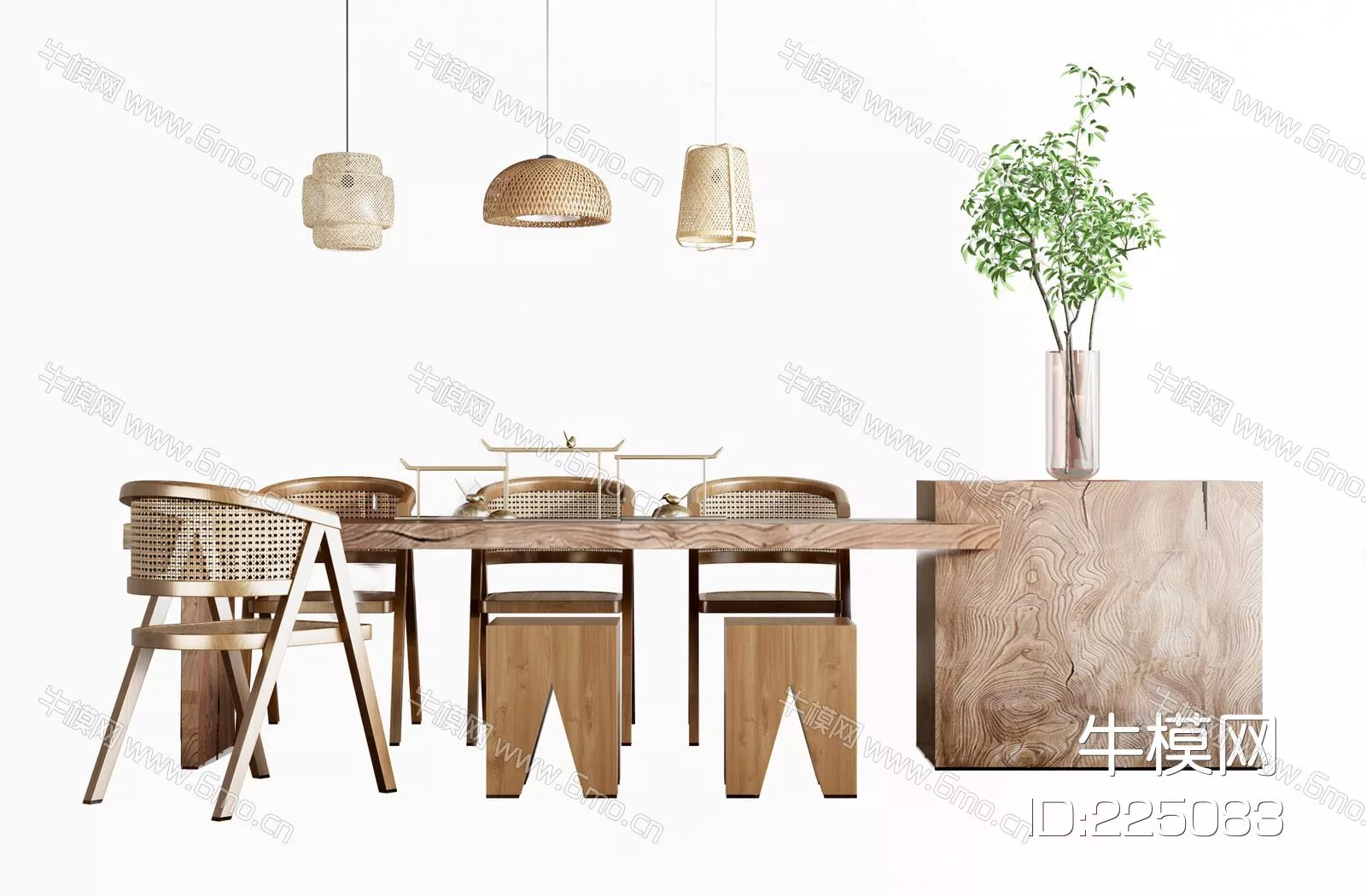 WABI SABI DINING TABLE SET - SKETCHUP 3D MODEL - ENSCAPE - 225083