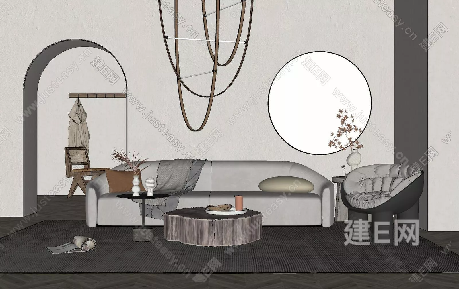 WABI SABI LIVING ROOM - SKETCHUP 3D SCENE - ENSCAPE - 101336541