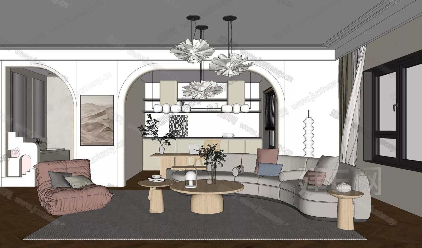 WABI SABI LIVING ROOM - SKETCHUP 3D SCENE - ENSCAPE - 109331592